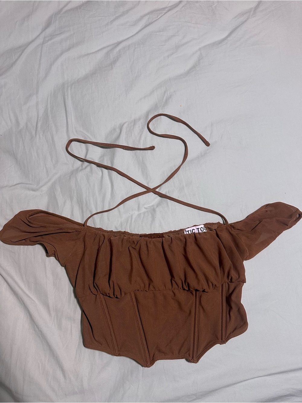 Brown Off-Shoulder Corset Top